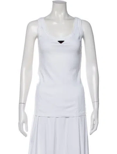 Pre-owned Prada 2023 Scoop Neck Top In White