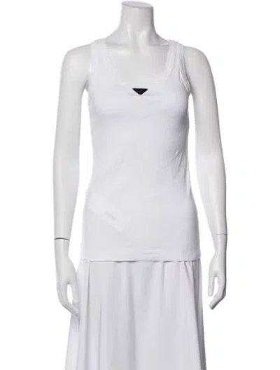 Pre-owned Prada 2023 Scoop Neck Top In White