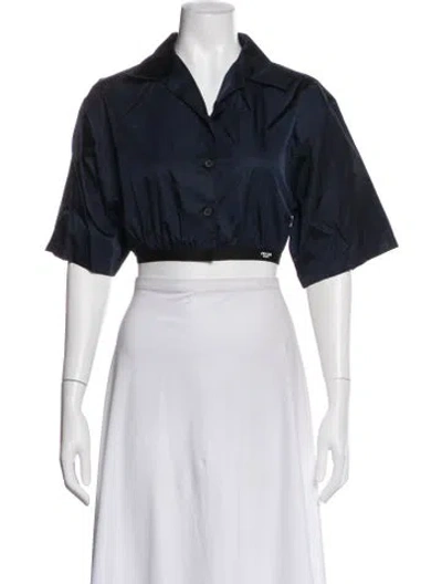 Pre-owned Prada 2023 Short Sleeve Crop Top In Blue