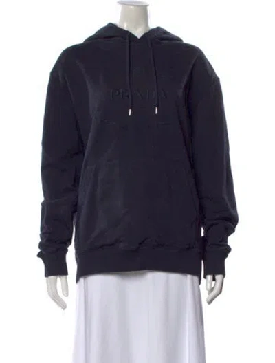 Pre-owned Prada 2023 Signature Logo Hoodie In Blue