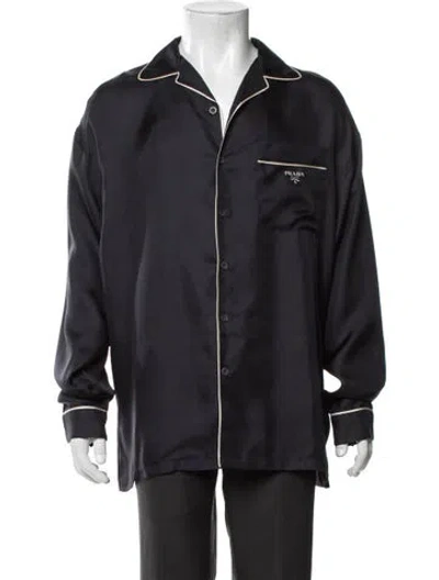 Pre-owned Prada 2023 Silk Pajama Top W/ Tags In Blue