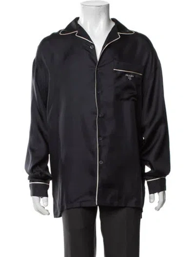 Pre-owned Prada 2023 Silk Pajama Top W/ Tags In Blue