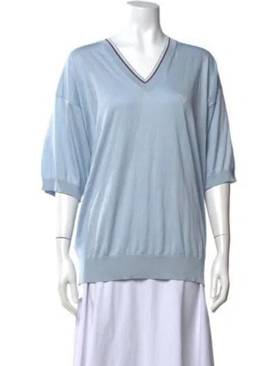 Pre-owned Prada 2023 Silk Pullover W/ Tags In Blue