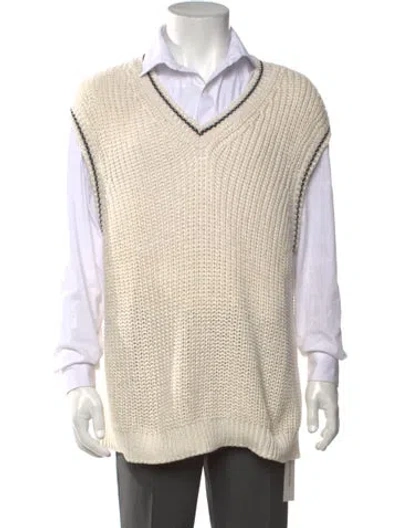 Pre-owned Prada 2023 Silk Sweater Vest In White