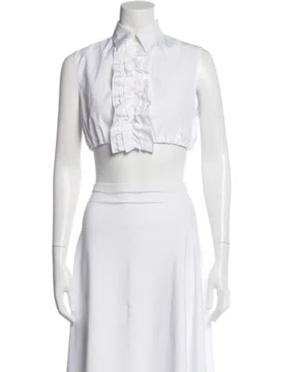 Pre-owned Prada 2023 Sleeveless Crop Top In White