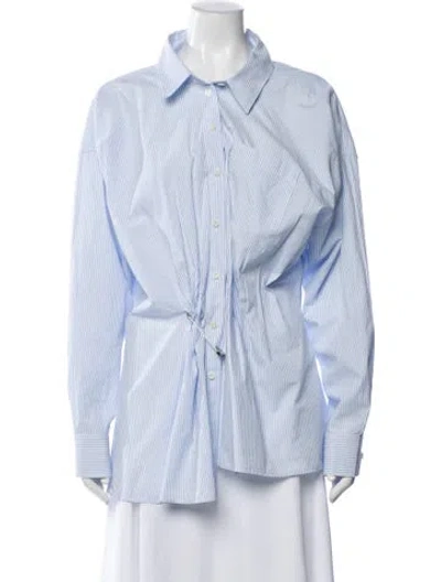 Pre-owned Prada 2023 Striped Button-up Top In Blue