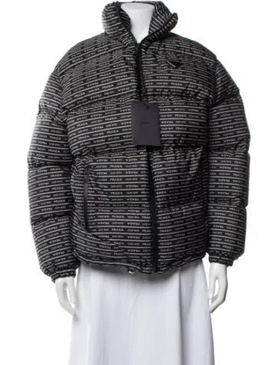 Pre-owned Prada 2023 Striped Down Jacket In Black