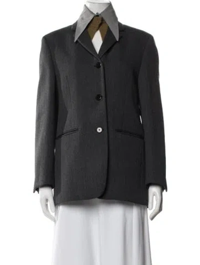 Pre-owned Prada 2023 Virgin Wool Blazer In Gray