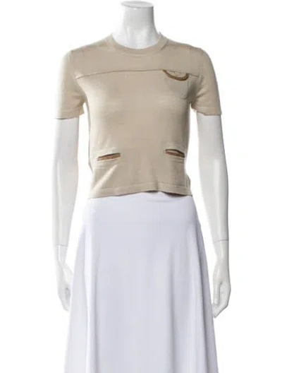 Pre-owned Prada 2023 Virgin Wool Crop Top In Neutral