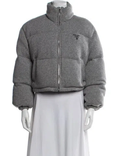 Pre-owned Prada 2023 Virgin Wool Down Jacket In Gray