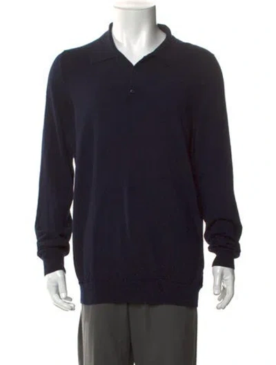 Pre-owned Prada 2023 Virgin Wool Polo Sweater In Black