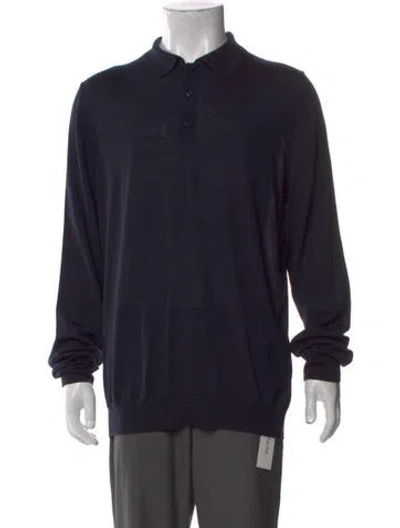 Pre-owned Prada 2023 Virgin Wool Polo Sweater W/ Tags In Blue