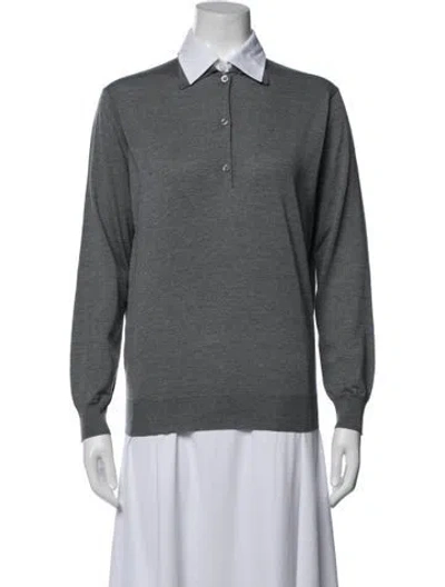 Pre-owned Prada 2023 Virgin Wool Polo W/ Tags In Gray