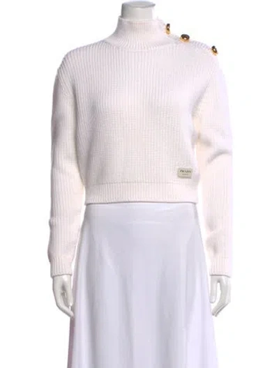 Pre-owned Prada 2023 Virgin Wool Sweater W/ Tags In White