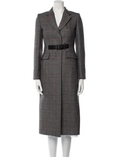 Pre-owned Prada 2023 Virgin Wool Trench Coat In Gray