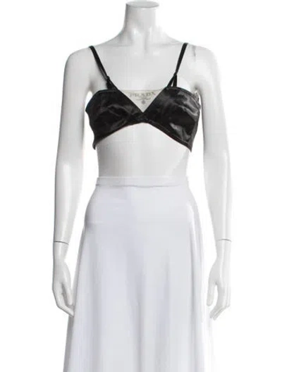 Pre-owned Prada 2023 V-neck Sports Bra W/ Tags In Black