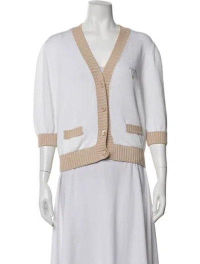 Pre-owned Prada 2023 V-neck Sweater In White
