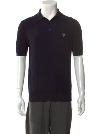 Pre-owned Prada 2023 Wool Polo Shirt In Blue