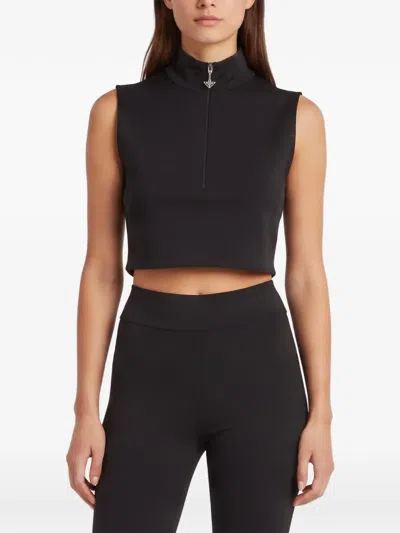 Pre-owned Prada 2023 Zip-up Crop Top In Black
