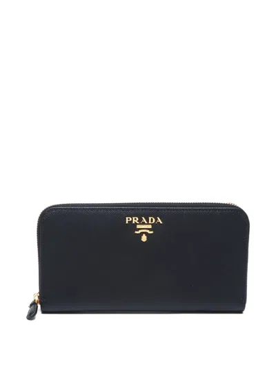 Pre-owned Prada 2024-2025 Zip Around Wallet In 黑色