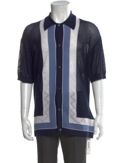 Pre-owned Prada 2024 Cashmere Polo Sweater In Blue