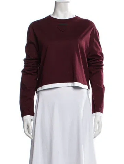 Pre-owned Prada 2024 Crew Neck Sweatshirt In Burgundy