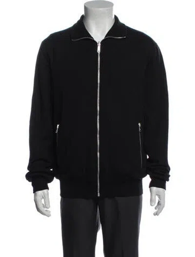 Pre-owned Prada 2024 Enameled Metal Triangle Bomber Jacket In Black