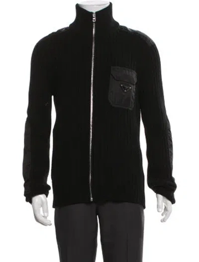 Pre-owned Prada 2024 Enameled Metal Triangle Cardigan In Blue