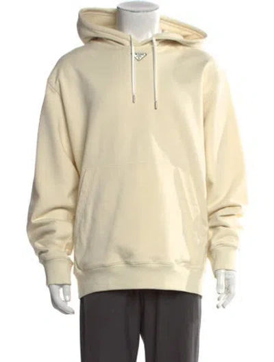 Pre-owned Prada 2024 Enameled Metal Triangle Hoodie In Neutral