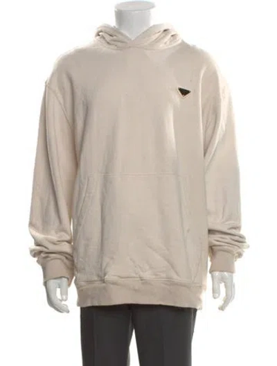 Pre-owned Prada 2024 Enameled Metal Triangle Hoodie In Neutral