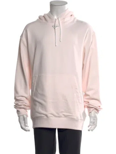 Pre-owned Prada 2024 Enameled Metal Triangle Hoodie In Pink