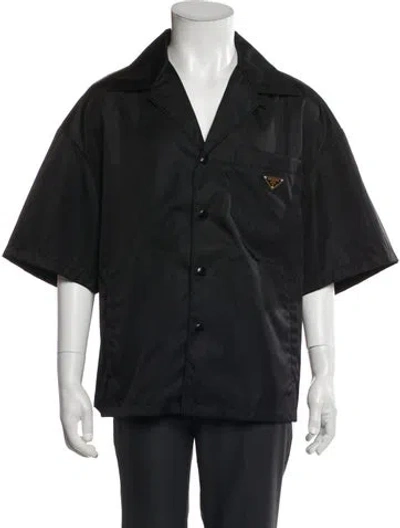 Pre-owned Prada 2024 Enameled Metal Triangle Shirt In Black