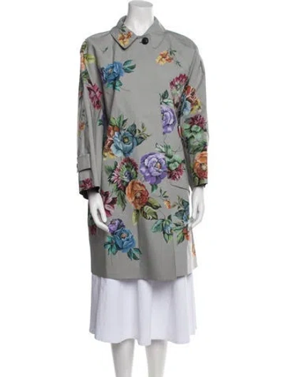 Pre-owned Prada 2024 Floral Print Coat W/ Tags In Gray