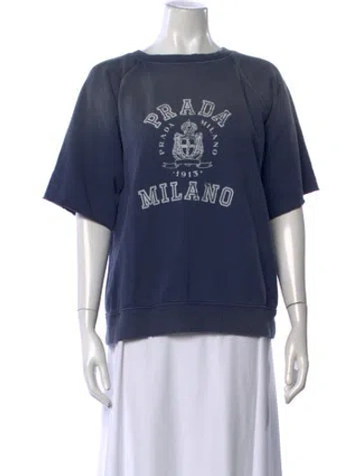 Pre-owned Prada 2024 Graphic Print Sweatshirt In Blue