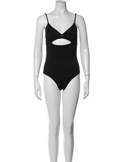 Pre-owned Prada 2024 Keyhole Accent One-piece In Neutrals
