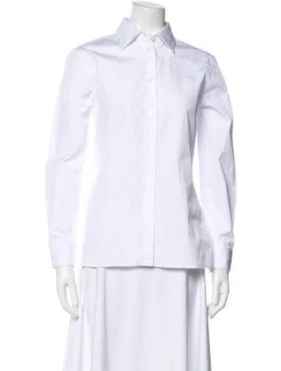 Pre-owned Prada 2024 Long Sleeve Blouse W/ Tags In White