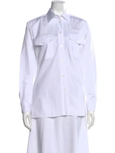 Pre-owned Prada 2024 Long Sleeve Blouse W/ Tags In White