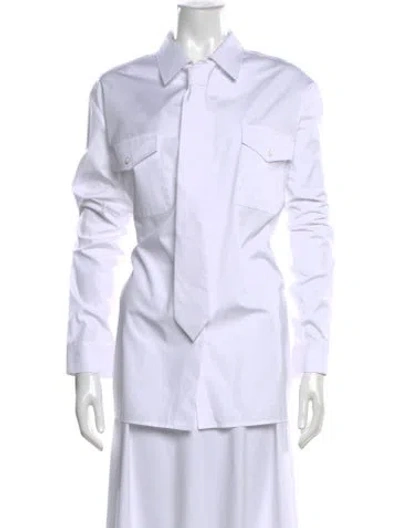 Pre-owned Prada 2024 Long Sleeve Blouse In White