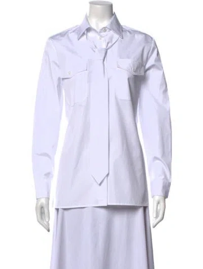 Pre-owned Prada 2024 Long Sleeve Blouse In White