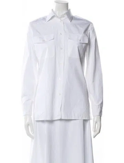 Pre-owned Prada 2024 Long Sleeve Blouse In White