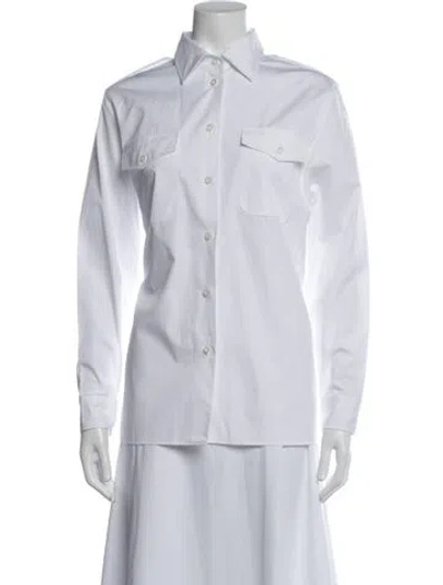 Pre-owned Prada 2024 Long Sleeve Blouse In White