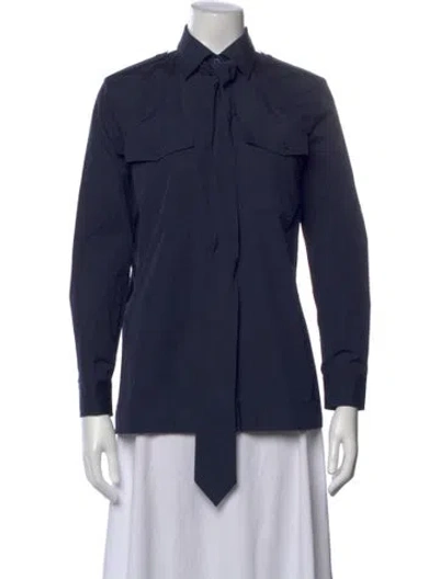 Pre-owned Prada 2024 Long Sleeve Button-up Top In Blue