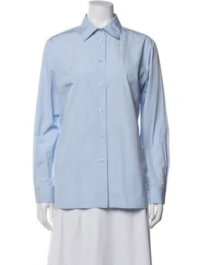Pre-owned Prada 2024 Long Sleeve Button-up Top In Blue