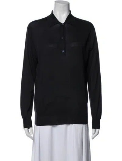 Pre-owned Prada 2024 Long Sleeve Polo In Blue