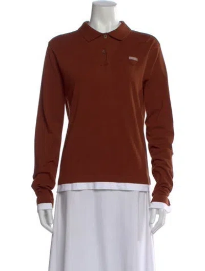 Pre-owned Prada 2024 Long Sleeve Polo In Brown