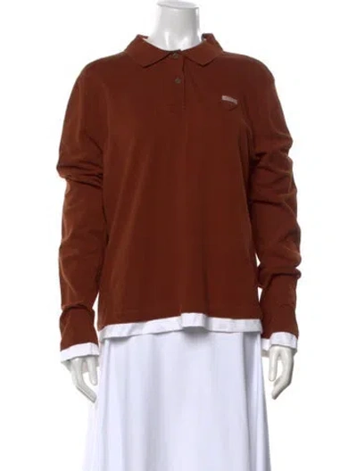 Pre-owned Prada 2024 Long Sleeve Polo In Brown