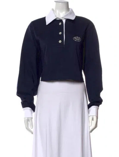 Pre-owned Prada 2024 Long Sleeve Polo W/ Tags In Blue