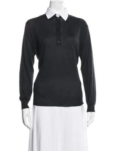 Pre-owned Prada 2024 Long Sleeve Polo W/ Tags In Blue