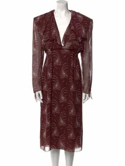 Pre-owned Prada 2024 Midi Length Dress In Burgundy