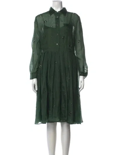 Pre-owned Prada 2024 Midi Length Dress In Green
